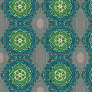 hexagon lined bloom - teal olive