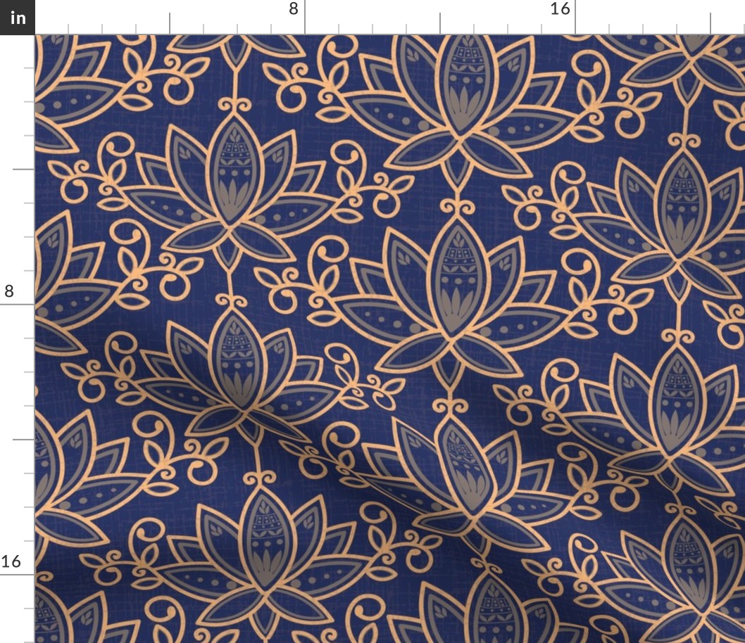 (L) blue and gold lotus flowers