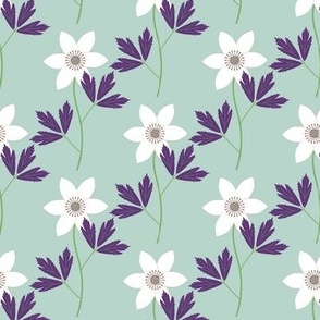 wood anemone_white mauve on turquoise_4inch