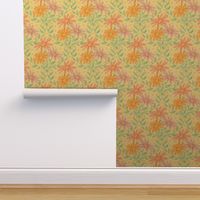 Hand-Drawn Multi-Colored Daisies on a Cream Colored Ground_Large