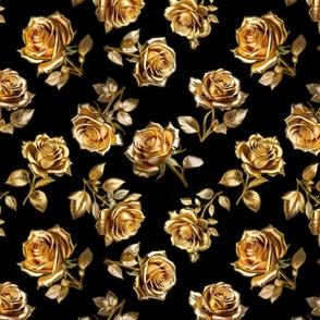 gold roses on black