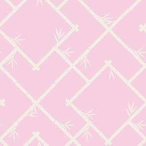 Bamboo Chinoiserie Lattice in Light Pink + Cream