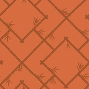 Bamboo Chinoiserie Lattice in Light Orange + Rust