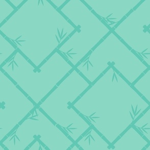 Bamboo Chinoiserie Lattice in Tonal Mint Green