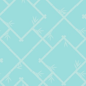 Bamboo Chinoiserie Lattice in Aqua + Robin's Egg Blue