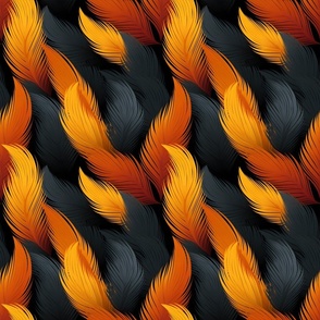 Black & Orange Feathers - medium