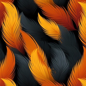 Black & Orange Feathers - large