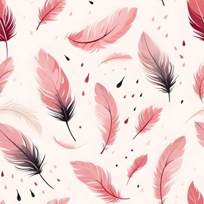 36 Aqua & Pink Feathers to Mix & Match Fabric