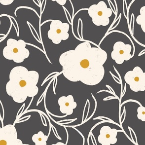Floriography Modern Floral Daisy Charcoal