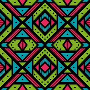 Dynamic Fusion: Green, Pink, and Teal Geometry