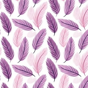 Pink & Purple Feathers on White - small