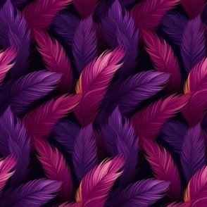 Pink & Purple Feathers on Black - small
