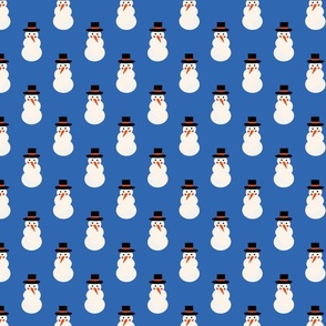 Snowman Minimal Retro Bold Blue Denim 