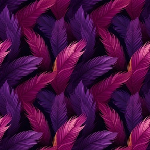 Pink & Purple Feathers on Black - medium