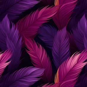 Pink & Purple Feathers on Black - large