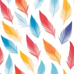 Rainbow Feathers on White - medium
