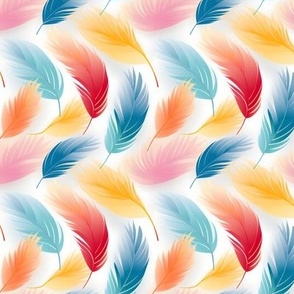 Rainbow Feathers on White - small