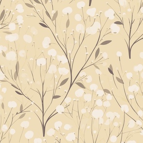 Abstract light yellow flowers on light yellow / Ambiance, winter flowers - medium scale