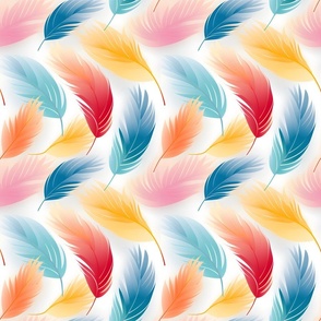 Rainbow Feathers on White - medium