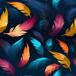 Rainbow Feathers Dark - medium