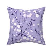 Abstract white and pink flowers on lilac, purple, Snugglepuss, winter flowers - medium scale