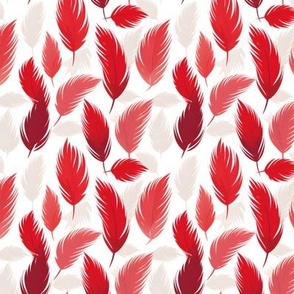 Red & Ivory Feathers on White - small
