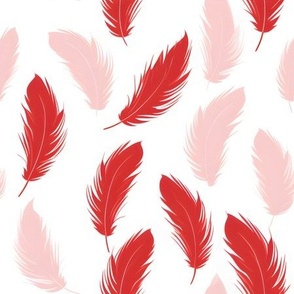 Beautiful abstract red feathers on white background, white feather texture  on red pattern and red background, pink fea…