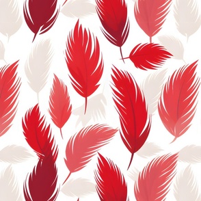 Red & Ivory Feathers on White - large