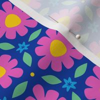 Daisies & Stars // medium print // Girly Blooms and Starry Daisies - Retro Floral Fun for Juvenile Joy