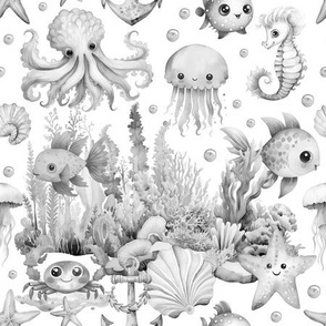 Under The Sea Ocean Animals Gray Baby Nursery 