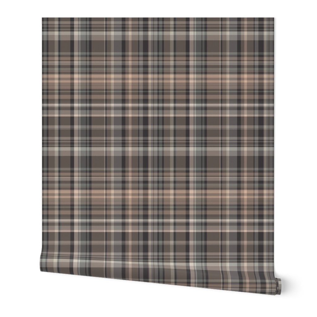 Brown Trees Plaid - soft fine line plaid tartan