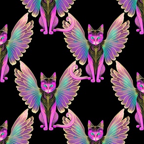 Iridescent Cat with Wings