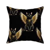 Black Cat with Gold Wings