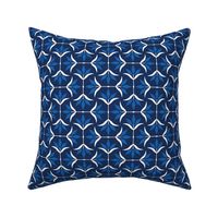S ✹ Diamond Ogee Flower in Blue and White Team Colors on a Navy Background - Modern Sports Decor