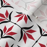 S ✹ Diamond Ogee Flower in Red and Black Team Colors on a White Background - Modern Sports Decor