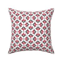 S ✹ Diamond Ogee Flower in Red and Black Team Colors on a White Background - Modern Sports Decor