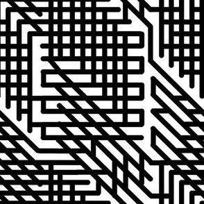Black White Abstract Geometric Line Drawing