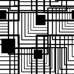 Black White Geometric Line Drawing Abstract 