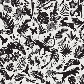 Jungle Animal Pattern - Black and White