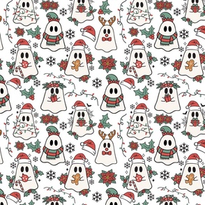 Spooky Christmas White Background Small Scale
