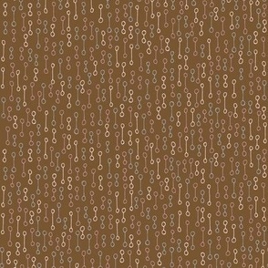 424 -  Small mini scale grey, dusty rose pink, creamy pink and warm chocolate brown keyhole double loop reminiscent of a horse bit, organic shaped hand drawn geometric - for cotton sheets, curtains, table linen, two directional for apparel and wallpaper.