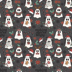 Making Spirits Bright Spooky Christmas Dark Background Small Scale