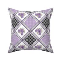 Lilac and black pattern in patchwork style