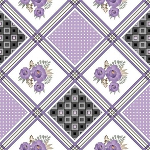 Lilac and black pattern in patchwork style