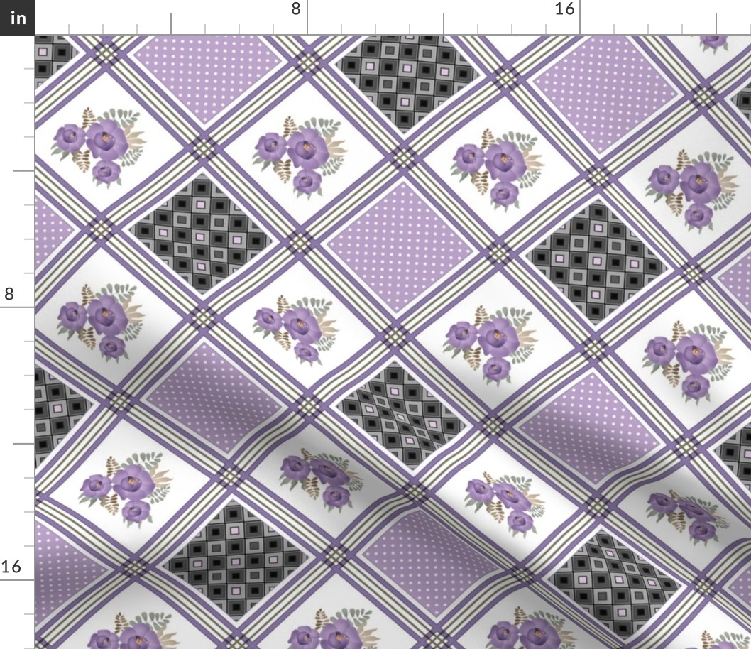 Lilac and black pattern in patchwork style