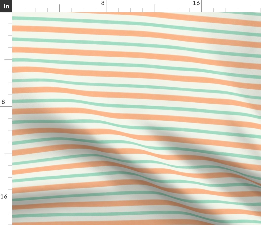 Green and Orange Stripes, Retro Stripes, Vintage Stripes, Stripes, Horizontal, Coordinate
