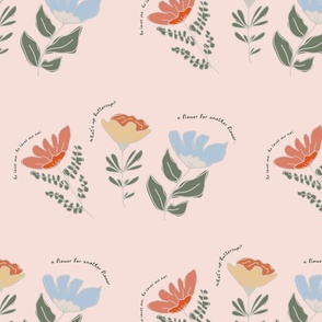what's up buttercup. Floriography. wild flowers, girls floral on peach background
