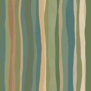 Earthy Green and Brown ripple stripe 