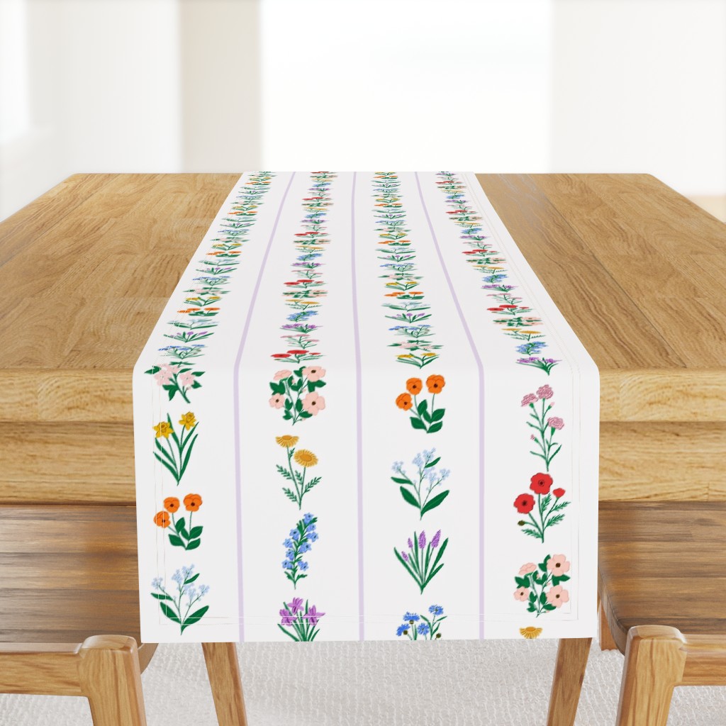 Vintage Flora Vertical Stripe