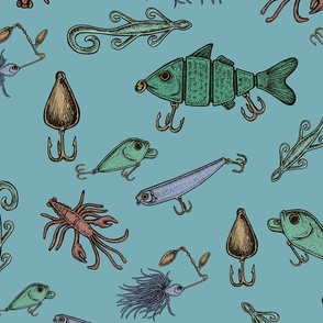 Tackle Bait Fabric, Wallpaper and Home Decor